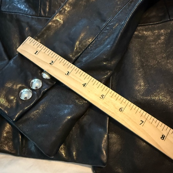 KHAITE Black Leather Jacket with Silver Buttons - Picture 11 of 13